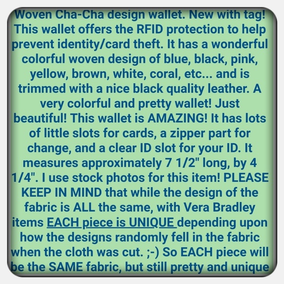 NWT Vera Bradley RFID Georgia Wallet - Picture 5 of 5